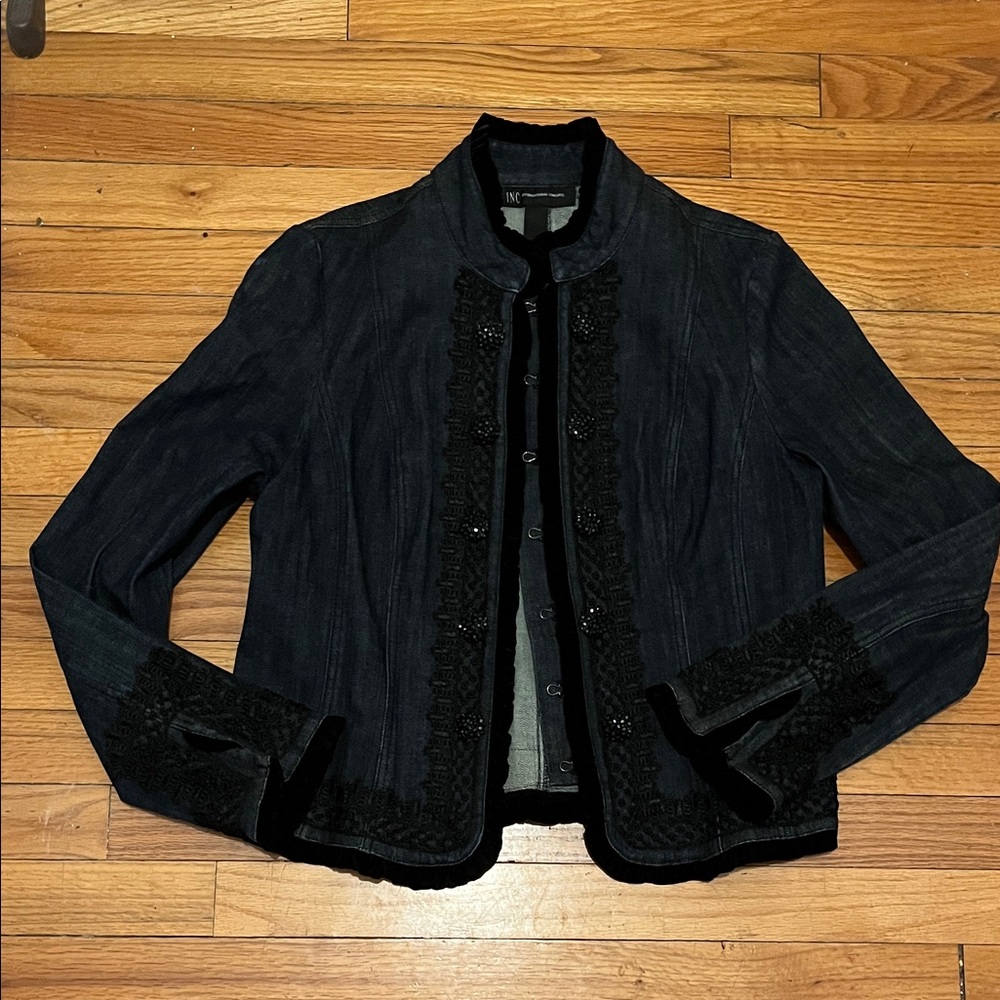 INC Jean Jacket with Black Trim